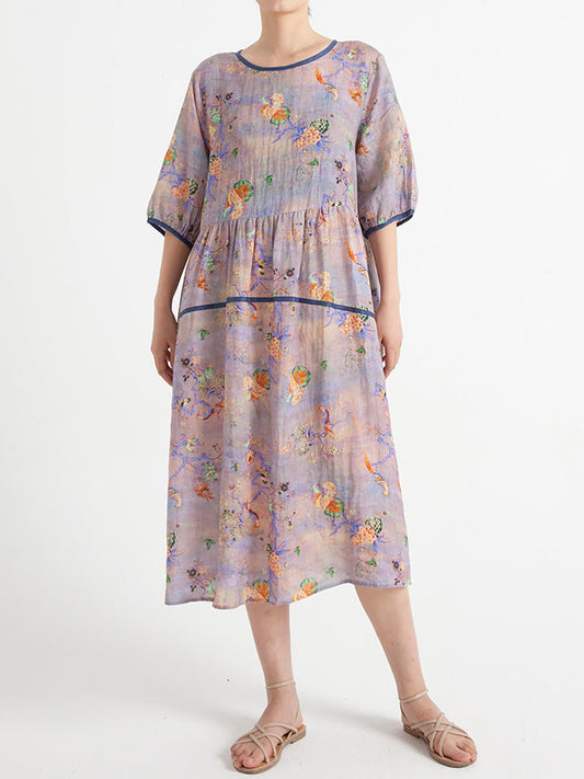 Lockeres Sommerkleid mit Blumenmuster in Übergröße, kurzärmelig