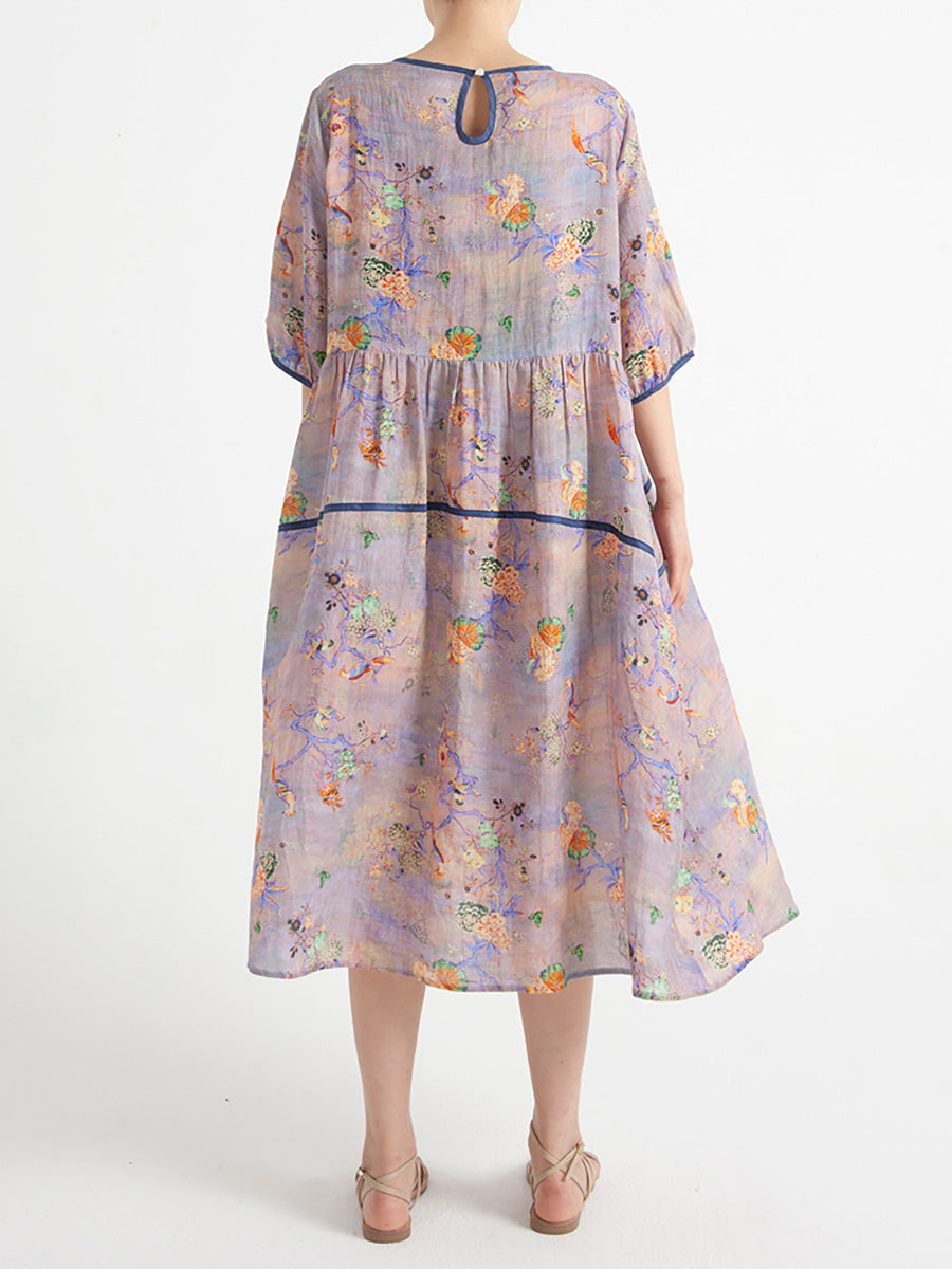 Lockeres Sommerkleid mit Blumenmuster in Übergröße, kurzärmelig