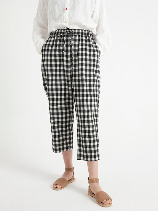 Übergröße, karierte, lässige Sommerhose für Damen