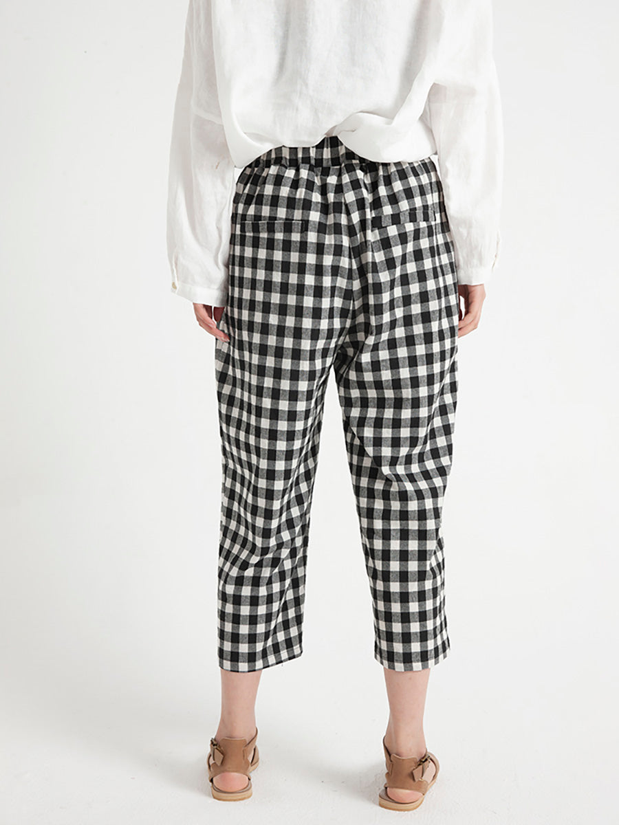 Übergröße, karierte, lässige Sommerhose für Damen