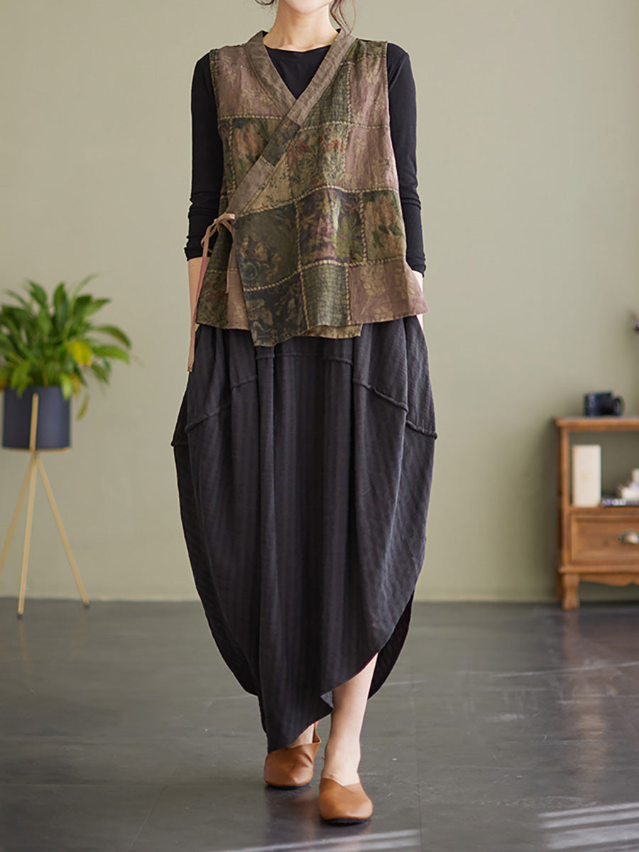 Plus Größe Ärmellose Frühling Frauen Vintage String Lose Weste