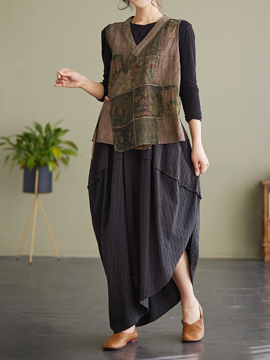 Plus Größe Ärmellose Frühling Frauen Vintage String Lose Weste