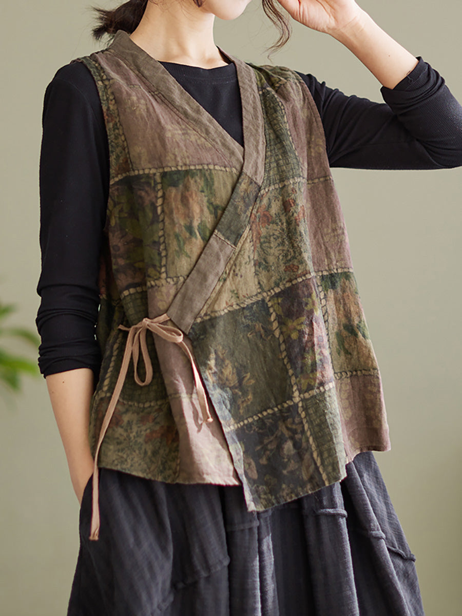 Plus Größe Ärmellose Frühling Frauen Vintage String Lose Weste