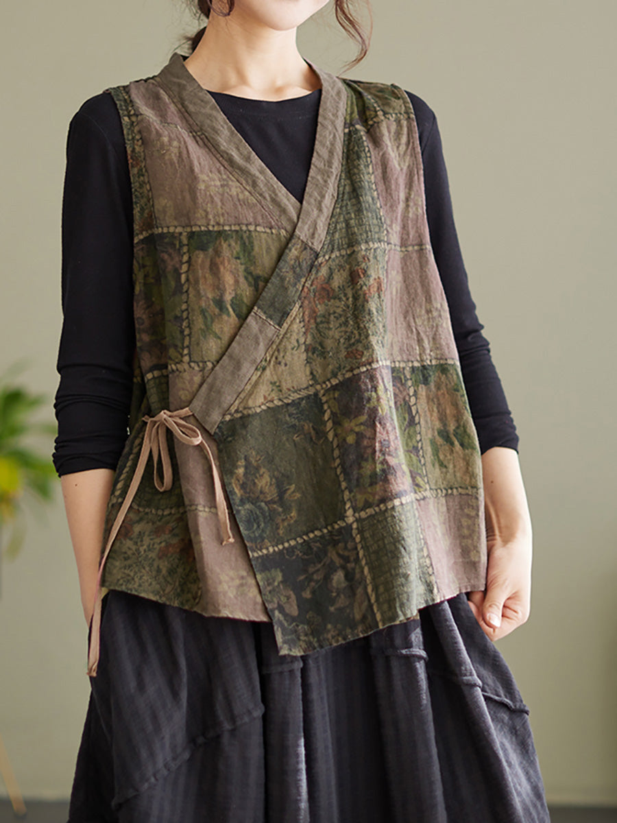 Plus Größe Ärmellose Frühling Frauen Vintage String Lose Weste