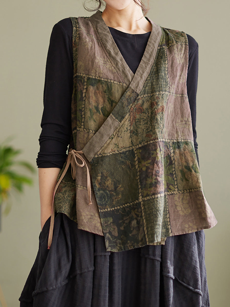 Plus Größe Ärmellose Frühling Frauen Vintage String Lose Weste