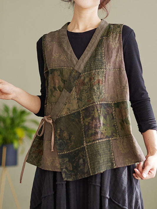 Plus Größe Ärmellose Frühling Frauen Vintage String Lose Weste