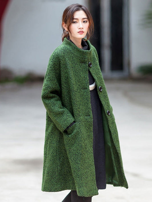 Übergröße Winter Damen Lässiger Lockerer Wollmantel