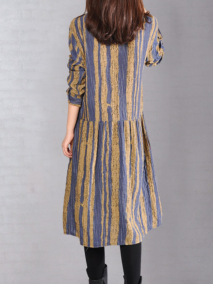 Lässiges Kleid aus 100 % Baumwolle mit Streifen für Damen in Übergröße