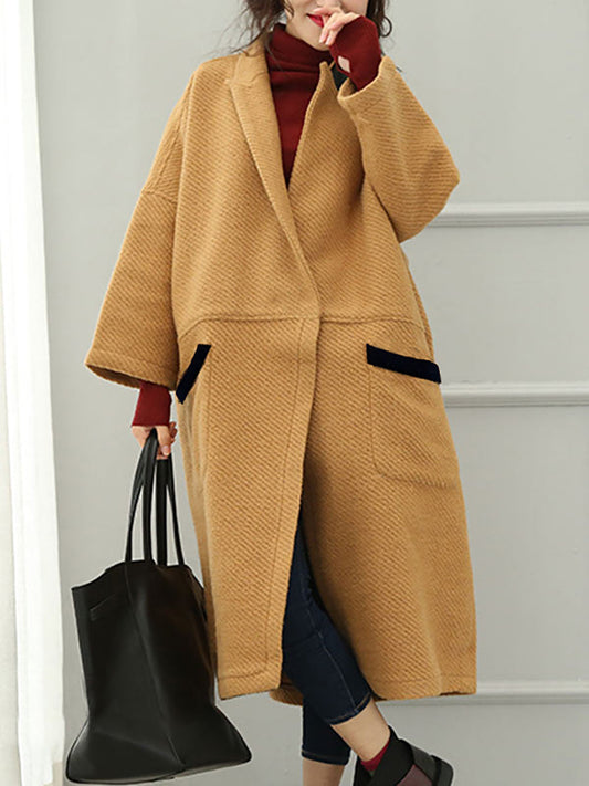Übergröße Damen Winter Casal Lockerer Wollmantel