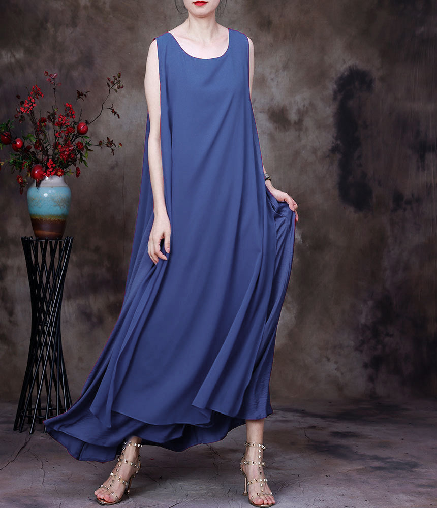 Übergröße Damen Sommer Unregelmäßiger Saum Solide Lockeres Westenkleid
