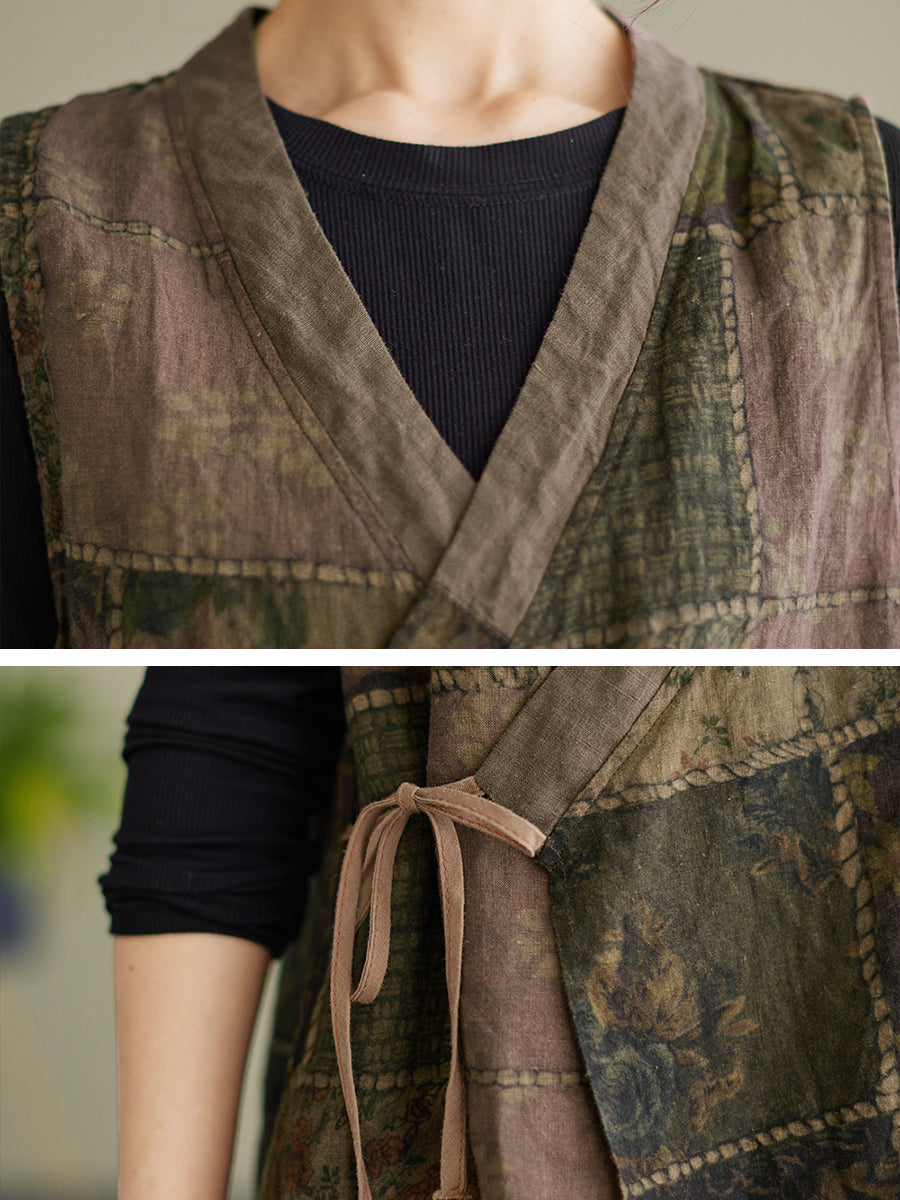 Plus Größe Ärmellose Frühling Frauen Vintage String Lose Weste
