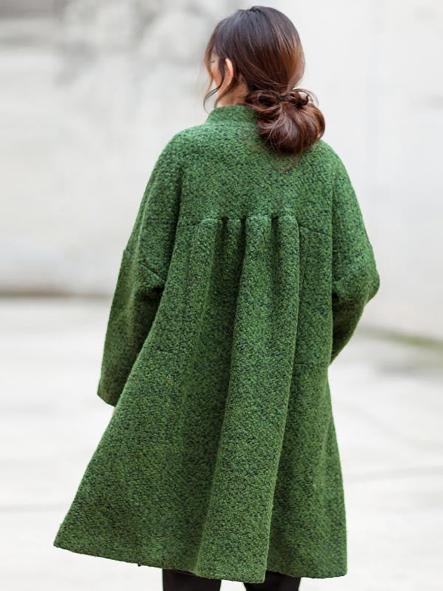 Übergröße Winter Damen Lässiger Lockerer Wollmantel