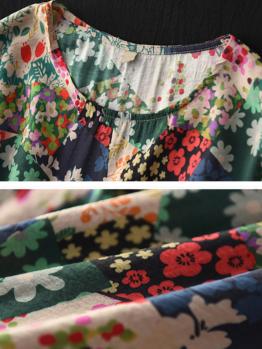 Lockeres Sommerkleid mit Blumenmuster und kurzen Ärmeln in Übergröße