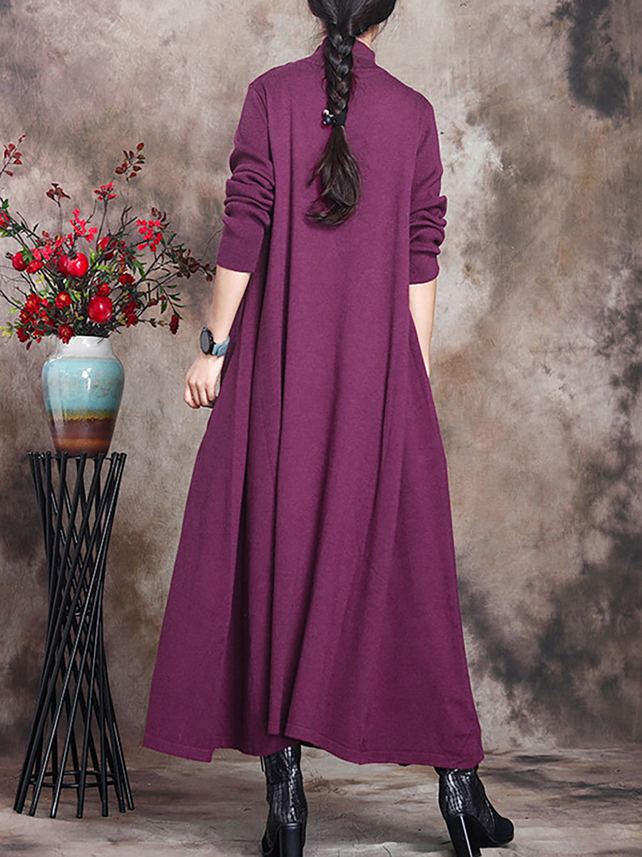 Übergröße Damen Artsy Solid Maxikleid mit Rollkragen
