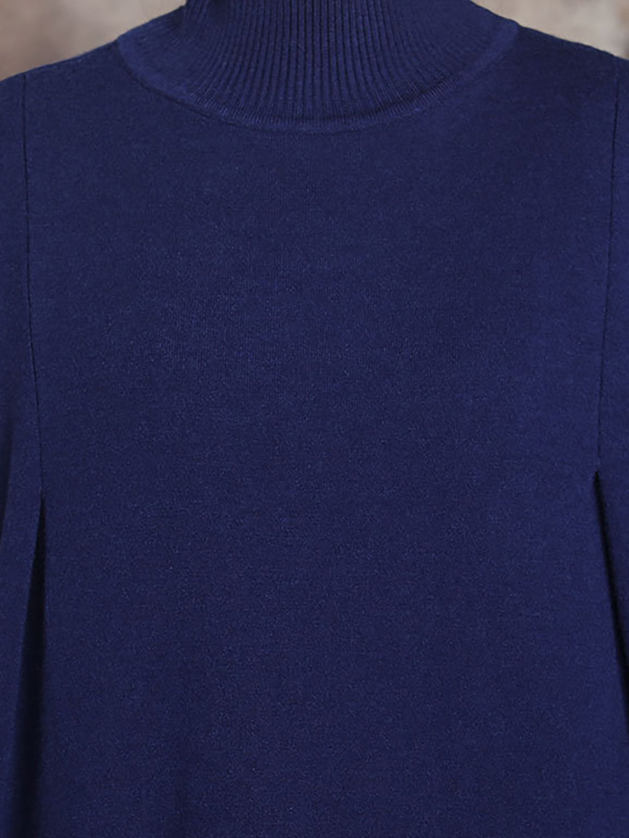 Übergröße Damen Artsy Solid Maxikleid mit Rollkragen