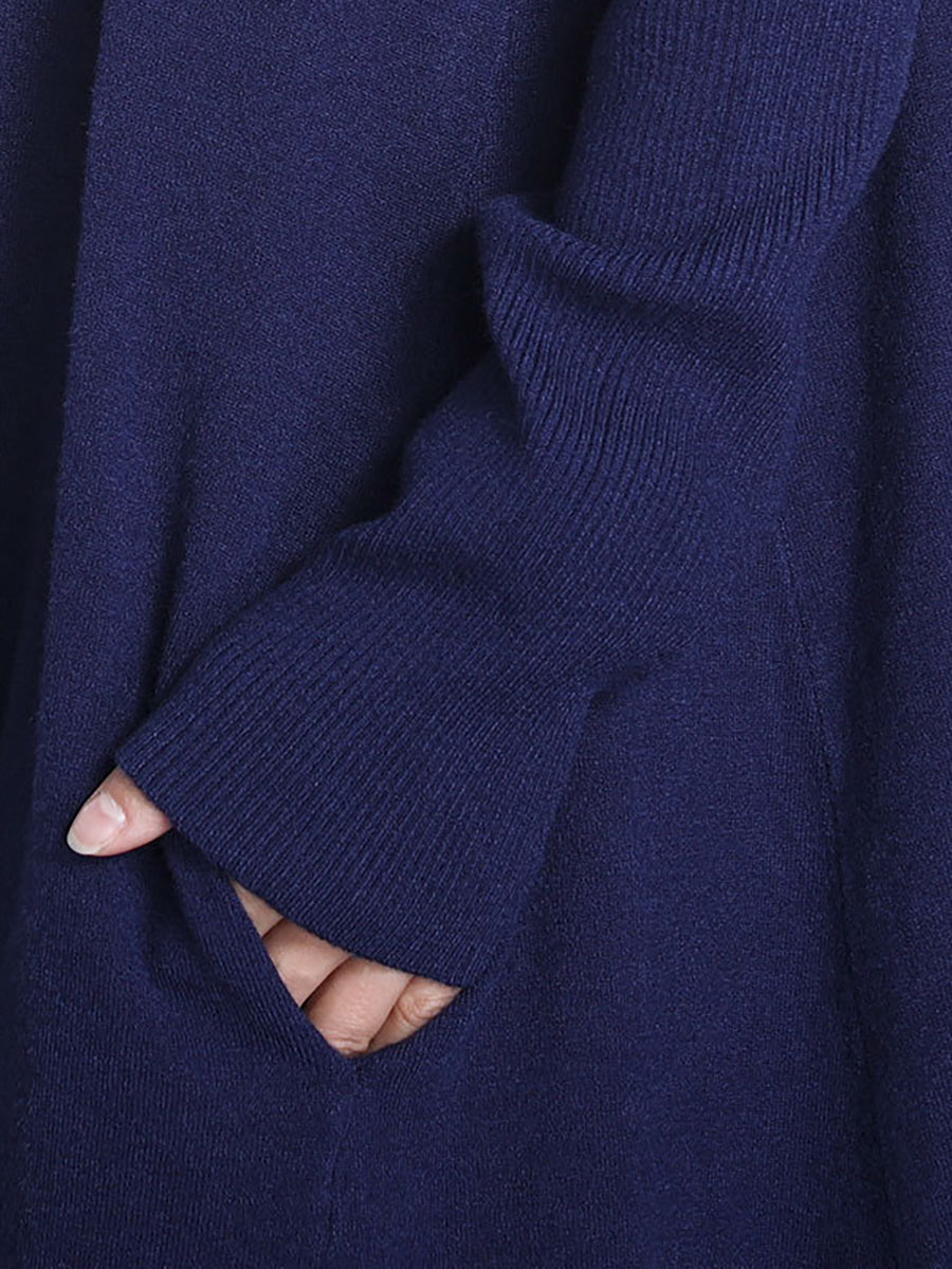 Übergröße Damen Artsy Solid Maxikleid mit Rollkragen