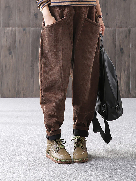 Übergröße - Winterwarme Cordhose in Volltonfarbe