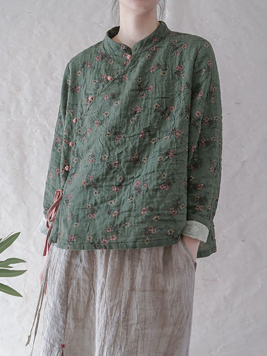 Große Größen - Sweatshirt mit Blumenmuster und Schnürung aus 100 % Baumwolle im Retro-Look