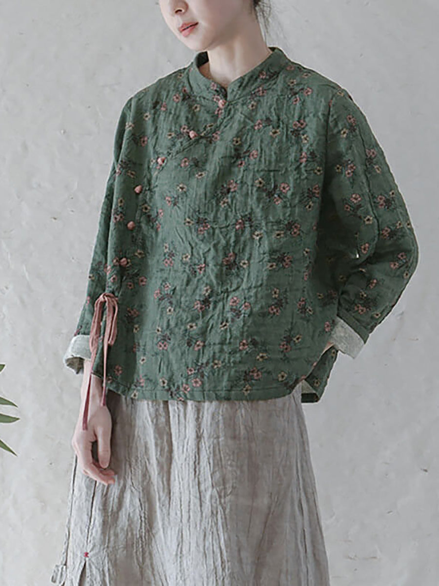 Große Größen - Sweatshirt mit Blumenmuster und Schnürung aus 100 % Baumwolle im Retro-Look