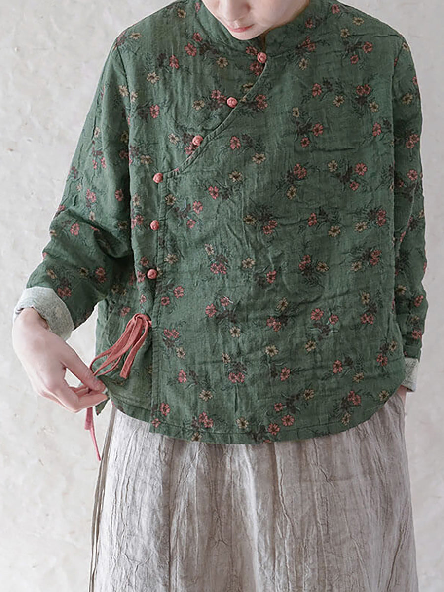 Große Größen - Sweatshirt mit Blumenmuster und Schnürung aus 100 % Baumwolle im Retro-Look