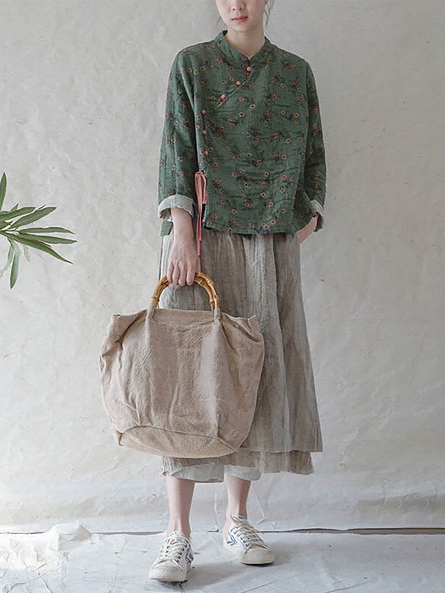Große Größen - Sweatshirt mit Blumenmuster und Schnürung aus 100 % Baumwolle im Retro-Look