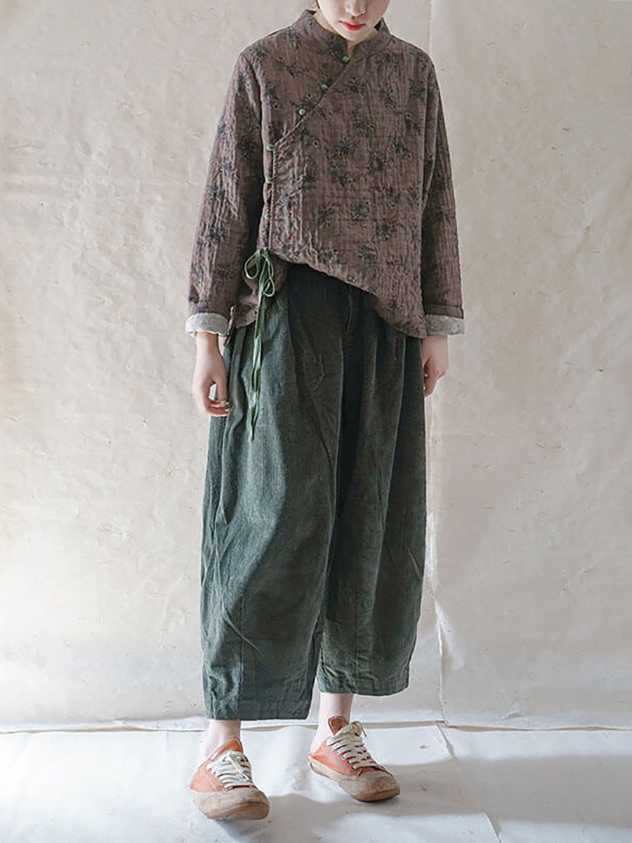 Große Größen - Sweatshirt mit Blumenmuster und Schnürung aus 100 % Baumwolle im Retro-Look