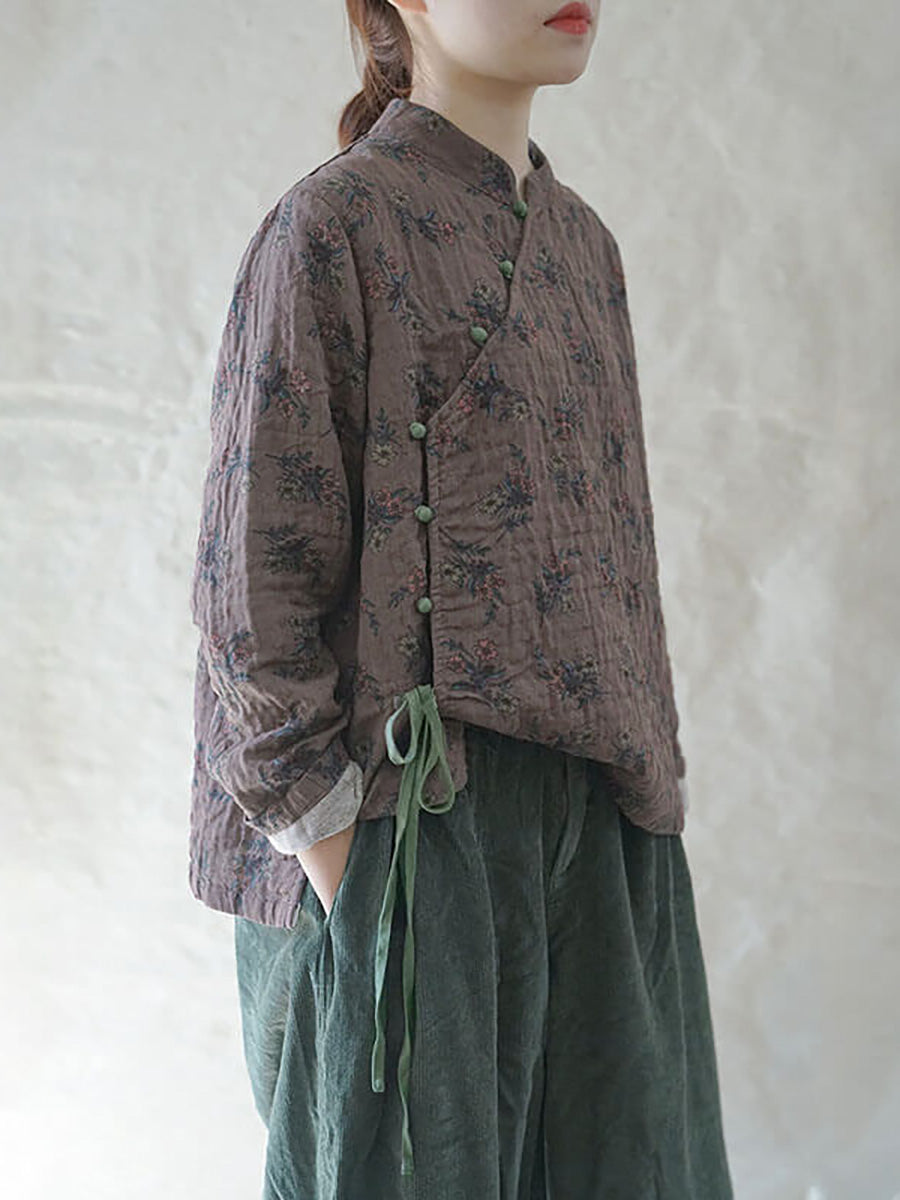 Große Größen - Sweatshirt mit Blumenmuster und Schnürung aus 100 % Baumwolle im Retro-Look