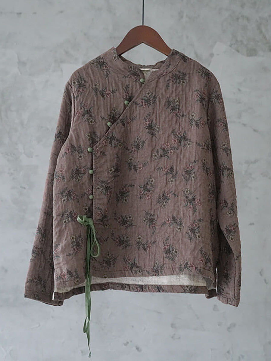 Große Größen - Sweatshirt mit Blumenmuster und Schnürung aus 100 % Baumwolle im Retro-Look