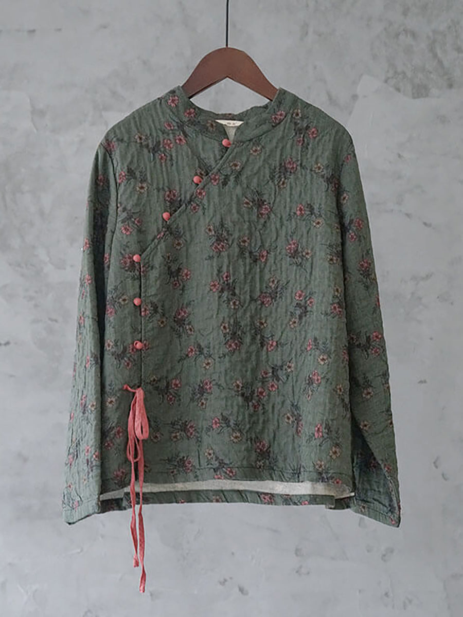 Große Größen - Sweatshirt mit Blumenmuster und Schnürung aus 100 % Baumwolle im Retro-Look