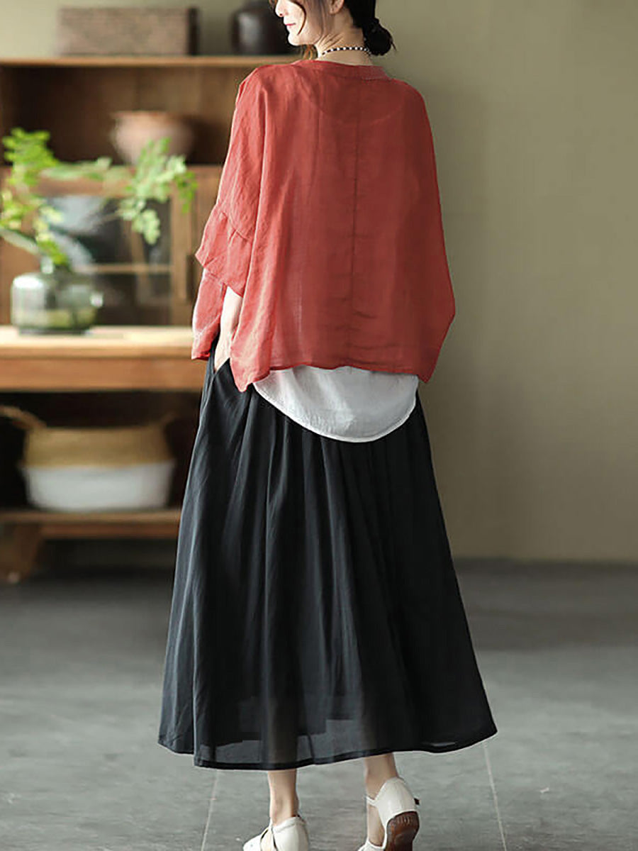 Übergröße - Ramie-Tasche, Vintage-Sonnenschutz-Cardigan-Top