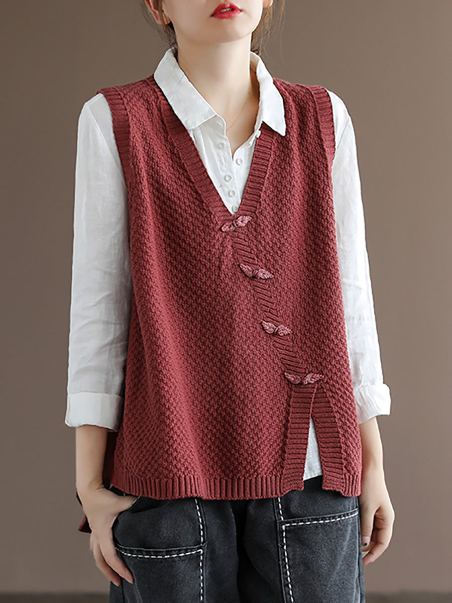 Übergröße Damen Strickweste mit Knopfleiste, Pullover