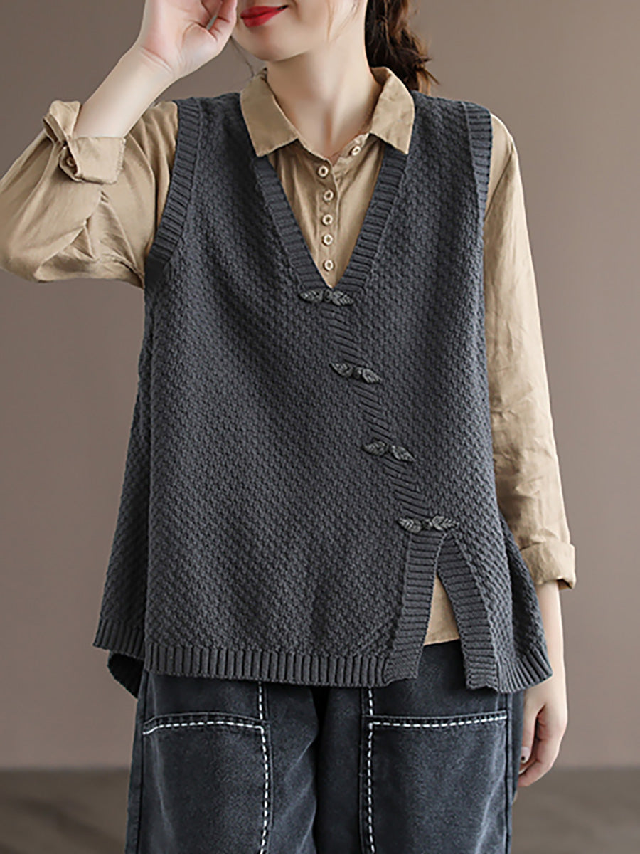 Übergröße Damen Strickweste mit Knopfleiste, Pullover