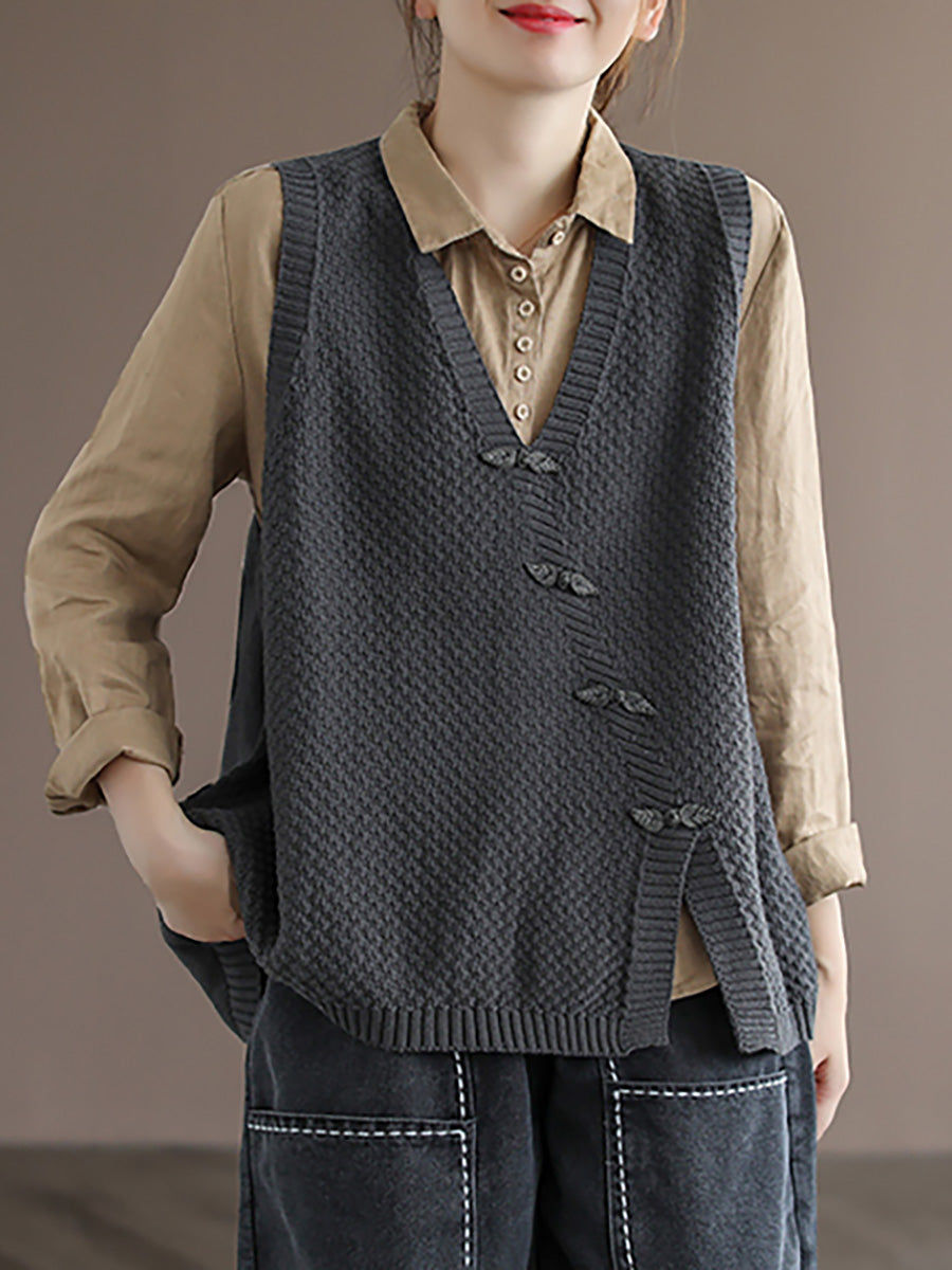 Übergröße Damen Strickweste mit Knopfleiste, Pullover