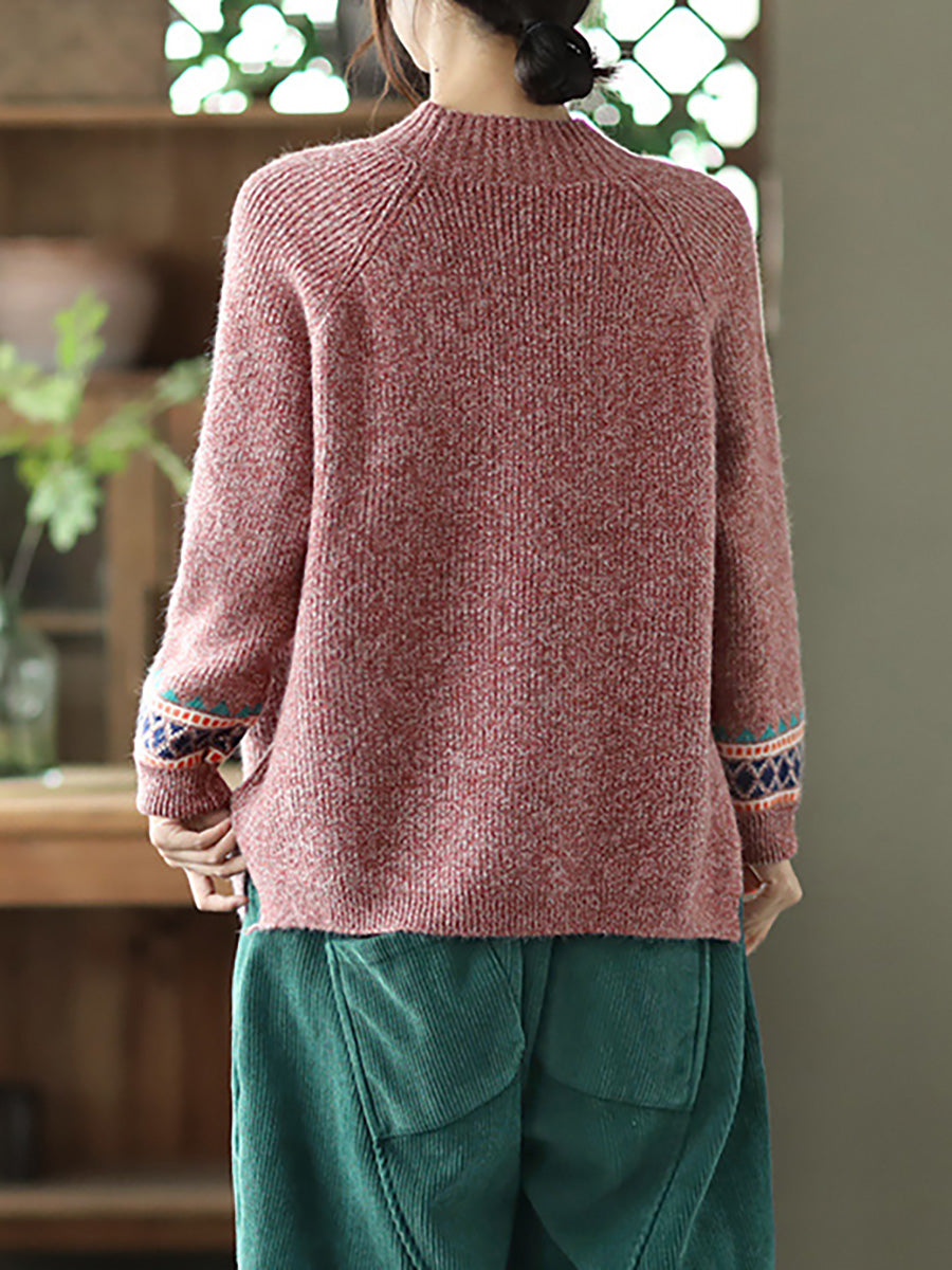 PLUS Größe - Rollkragenpullover aus Strick mit geteiltem Saum und langen Ärmeln