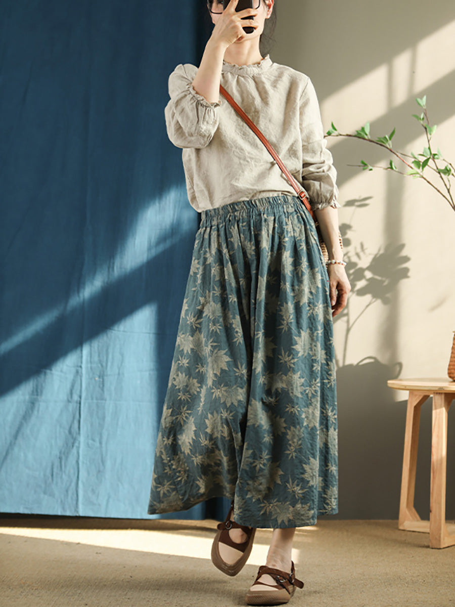 Jupe ample d'été à taille élastique à motif floral vintage grande taille