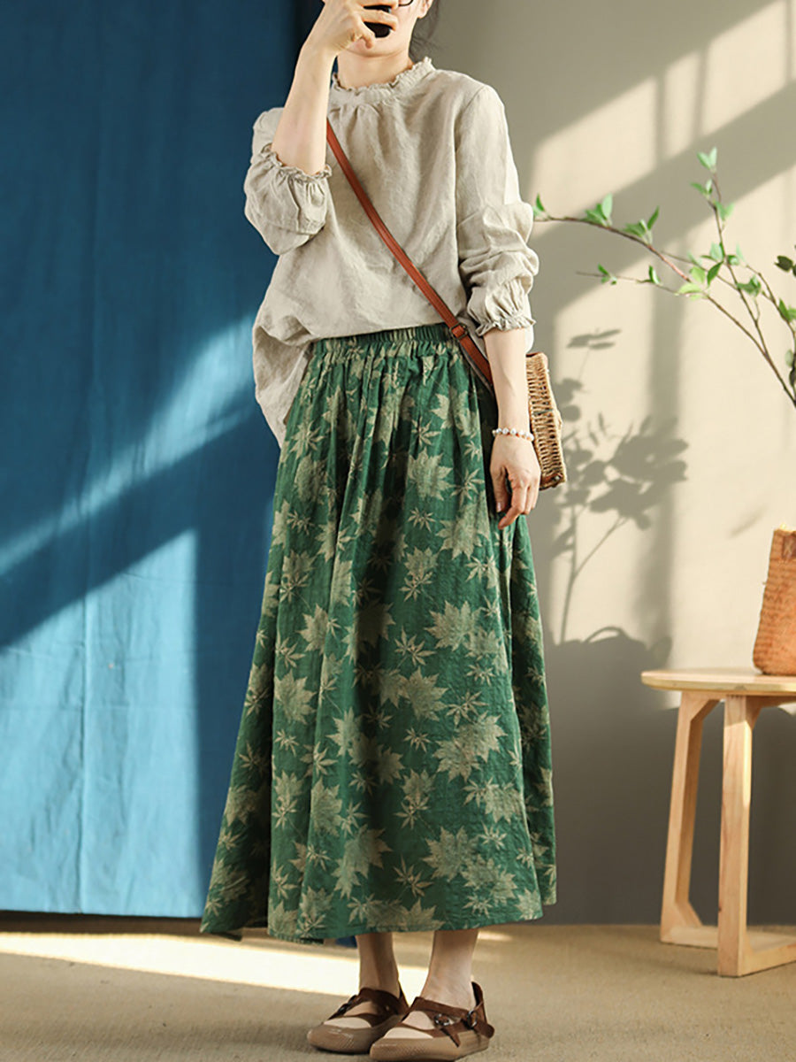 Jupe ample d'été à taille élastique à motif floral vintage grande taille