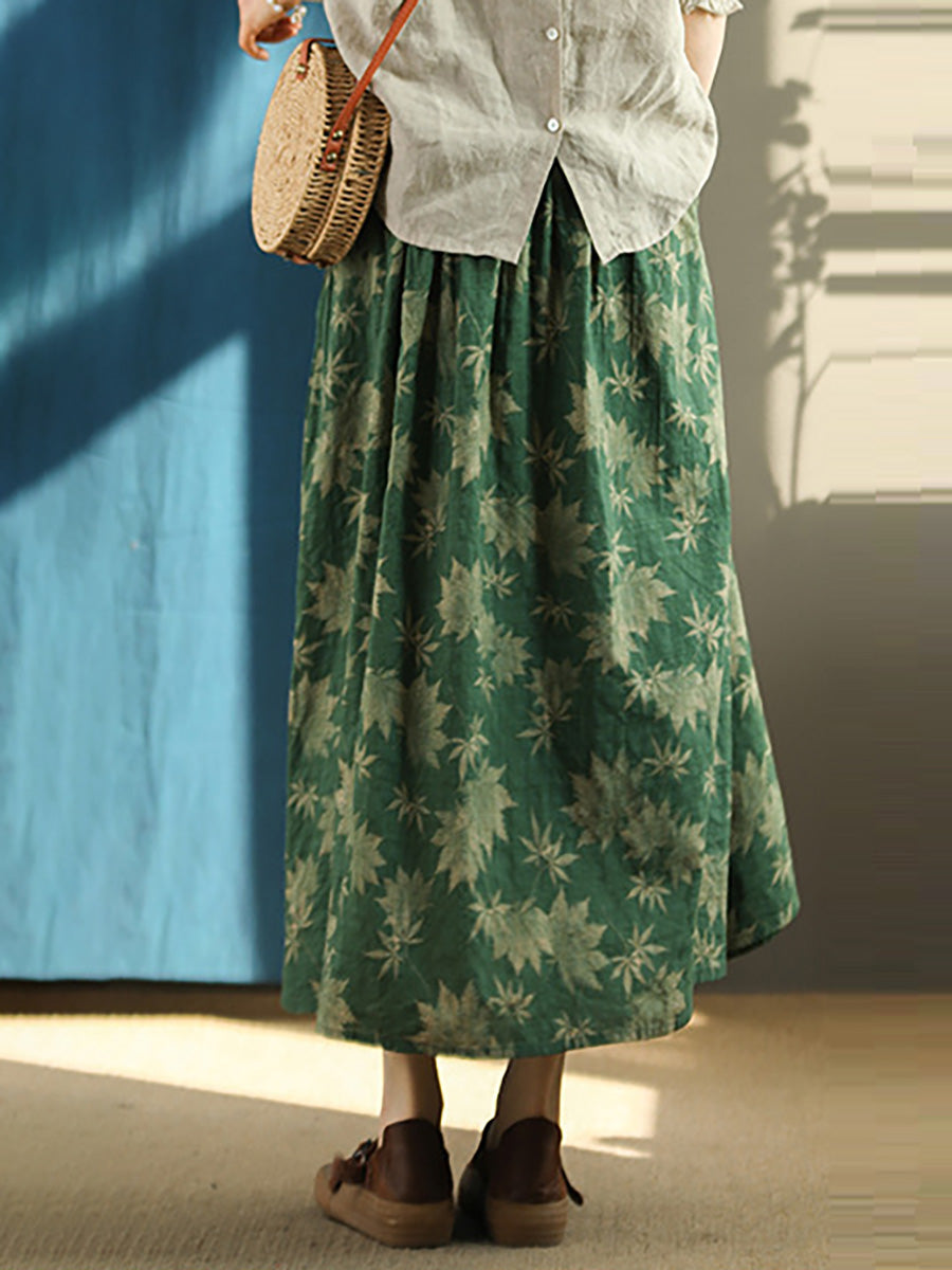 Jupe ample d'été à taille élastique à motif floral vintage grande taille