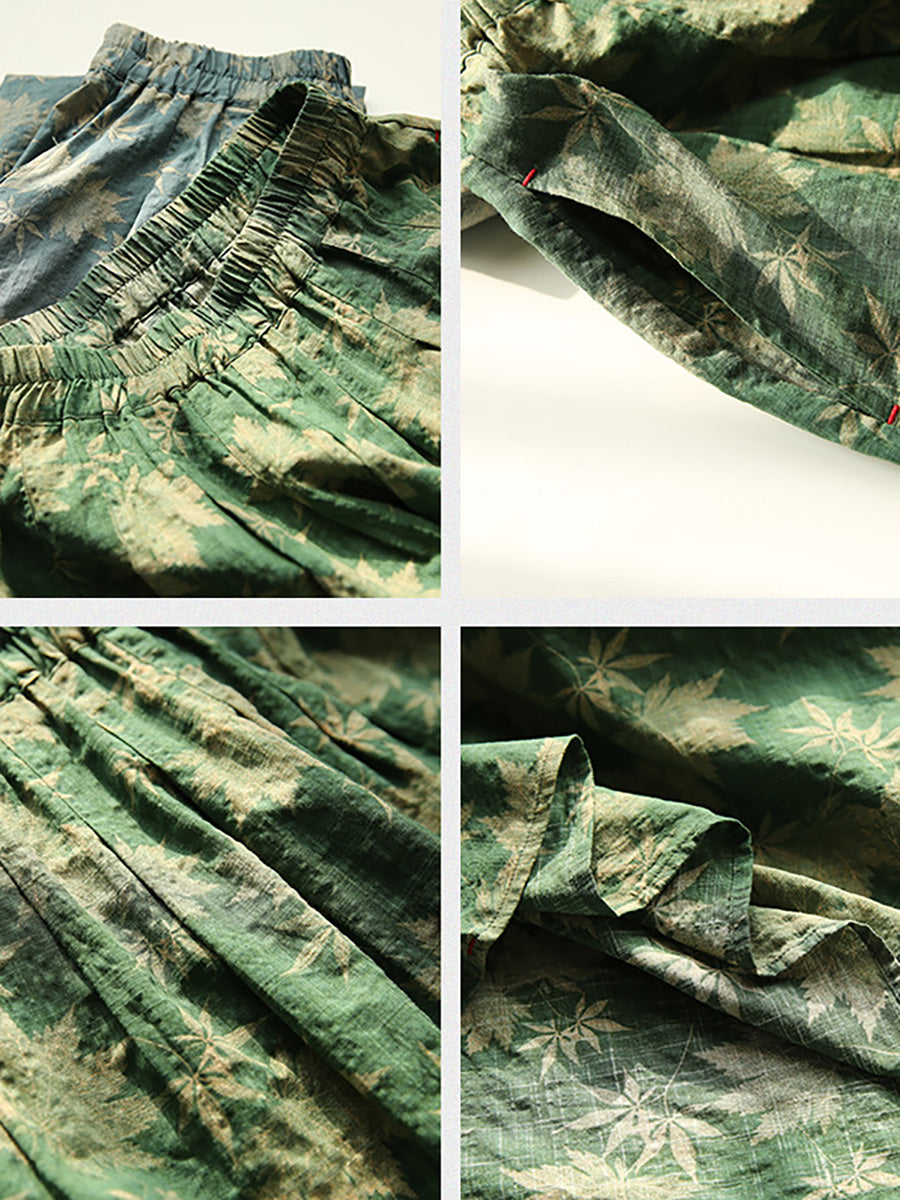 Jupe ample d'été à taille élastique à motif floral vintage grande taille