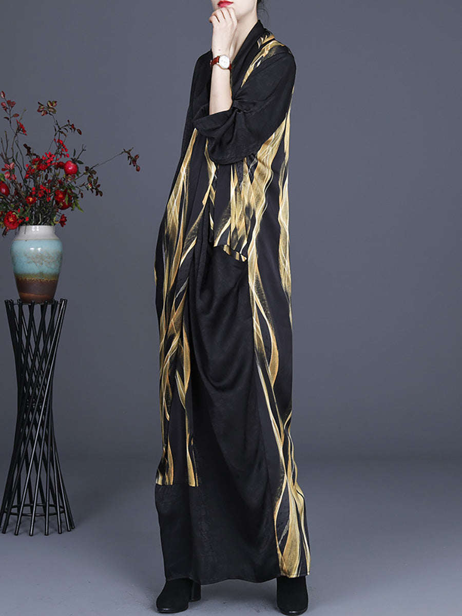 Übergröße Unregelmäßiges Vintage Maxi Retro Maxikleid