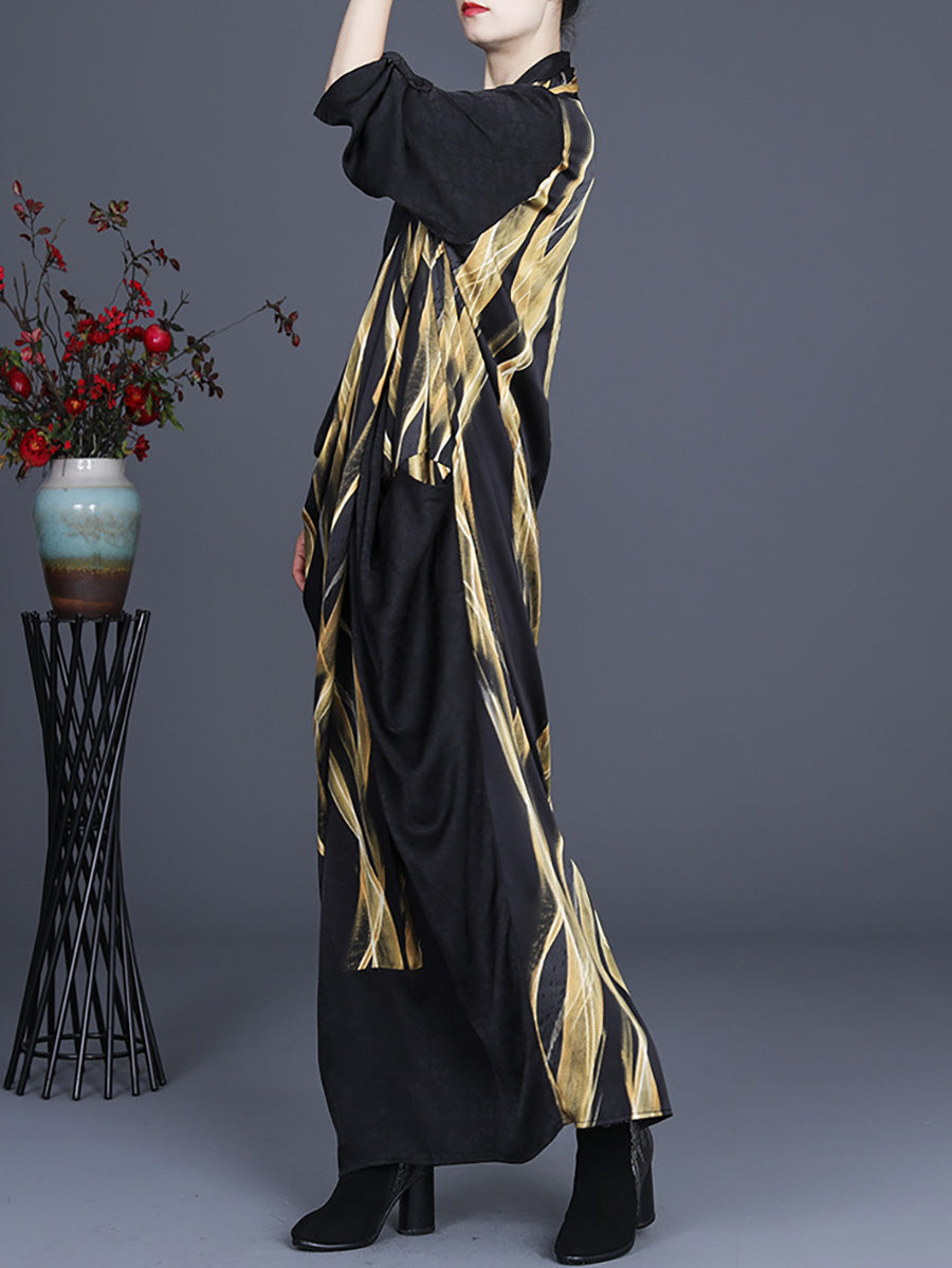Übergröße Unregelmäßiges Vintage Maxi Retro Maxikleid