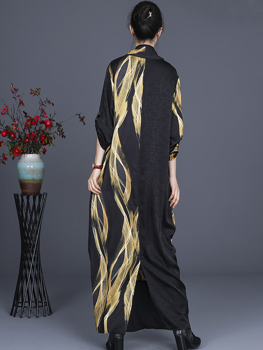 Übergröße Unregelmäßiges Vintage Maxi Retro Maxikleid
