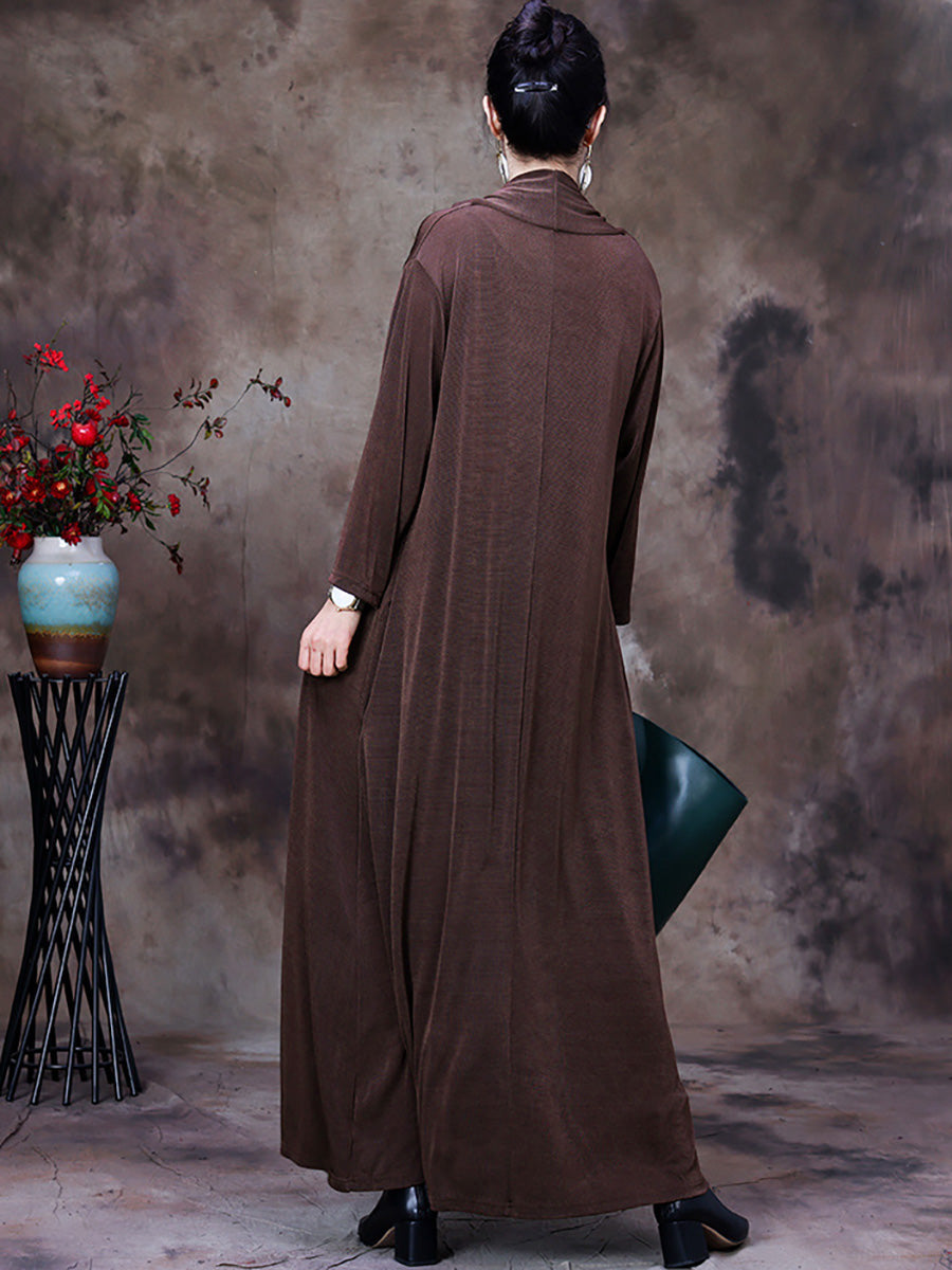 Plus Size V-Ausschnitt Vintage Damen Retro Maxikleid