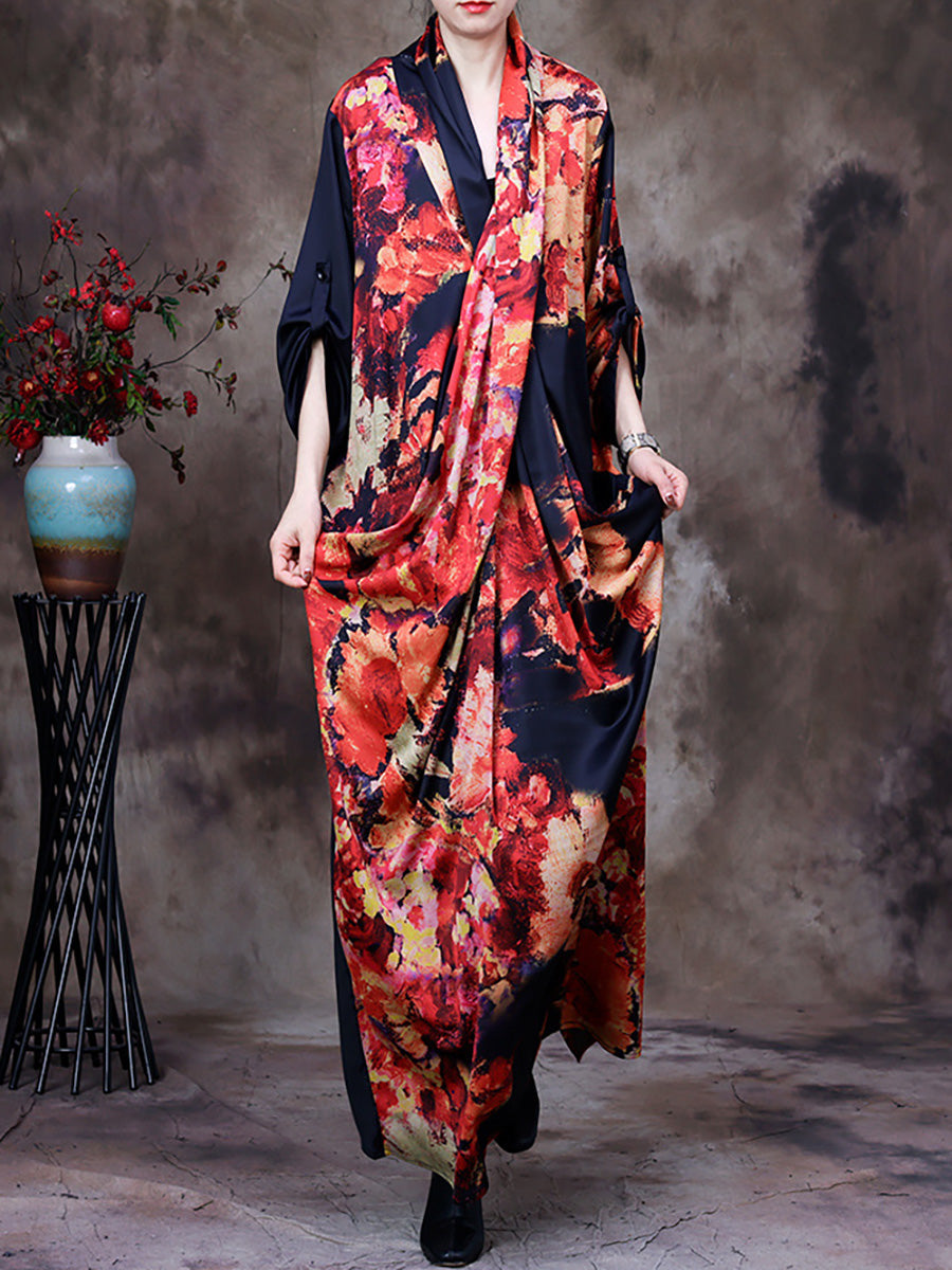 Übergröße - Drapiertes Vintage-Maxikleid im Retro-Stil für Damen
