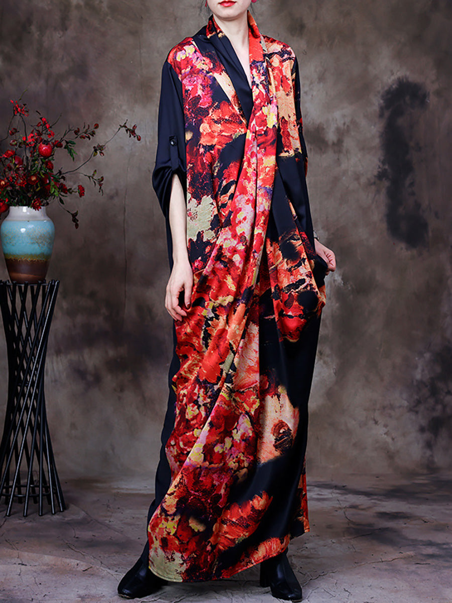 Übergröße - Drapiertes Vintage-Maxikleid im Retro-Stil für Damen