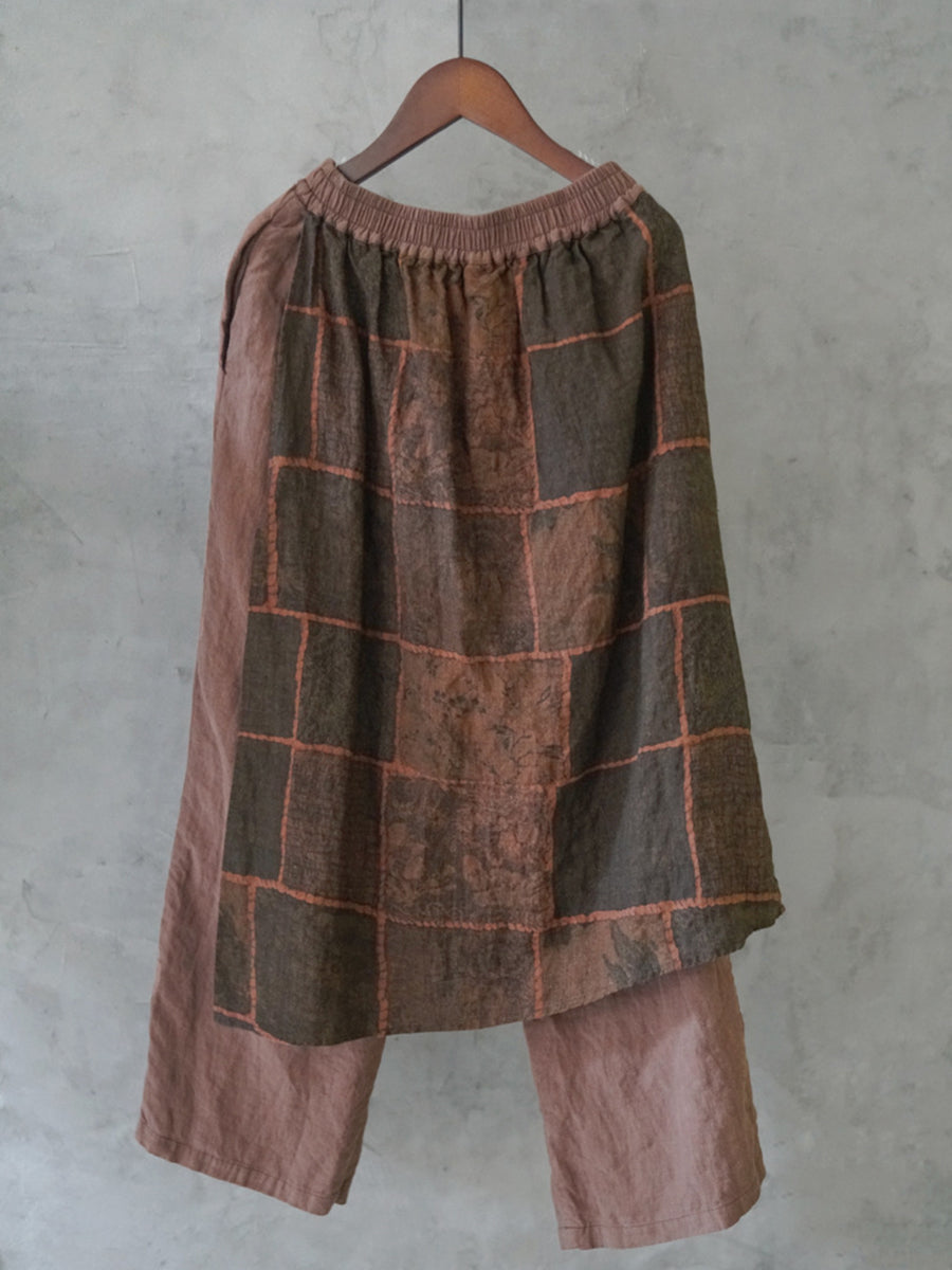 Plus Size Patchwork Vintage Sommer Damen Leinenhose