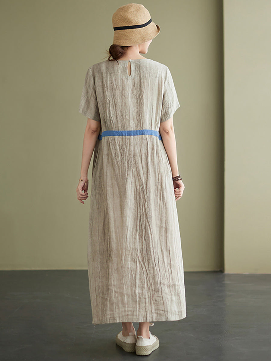 Lockeres Maxikleid aus Leinen im Vintage-Stil für Damen in Übergröße