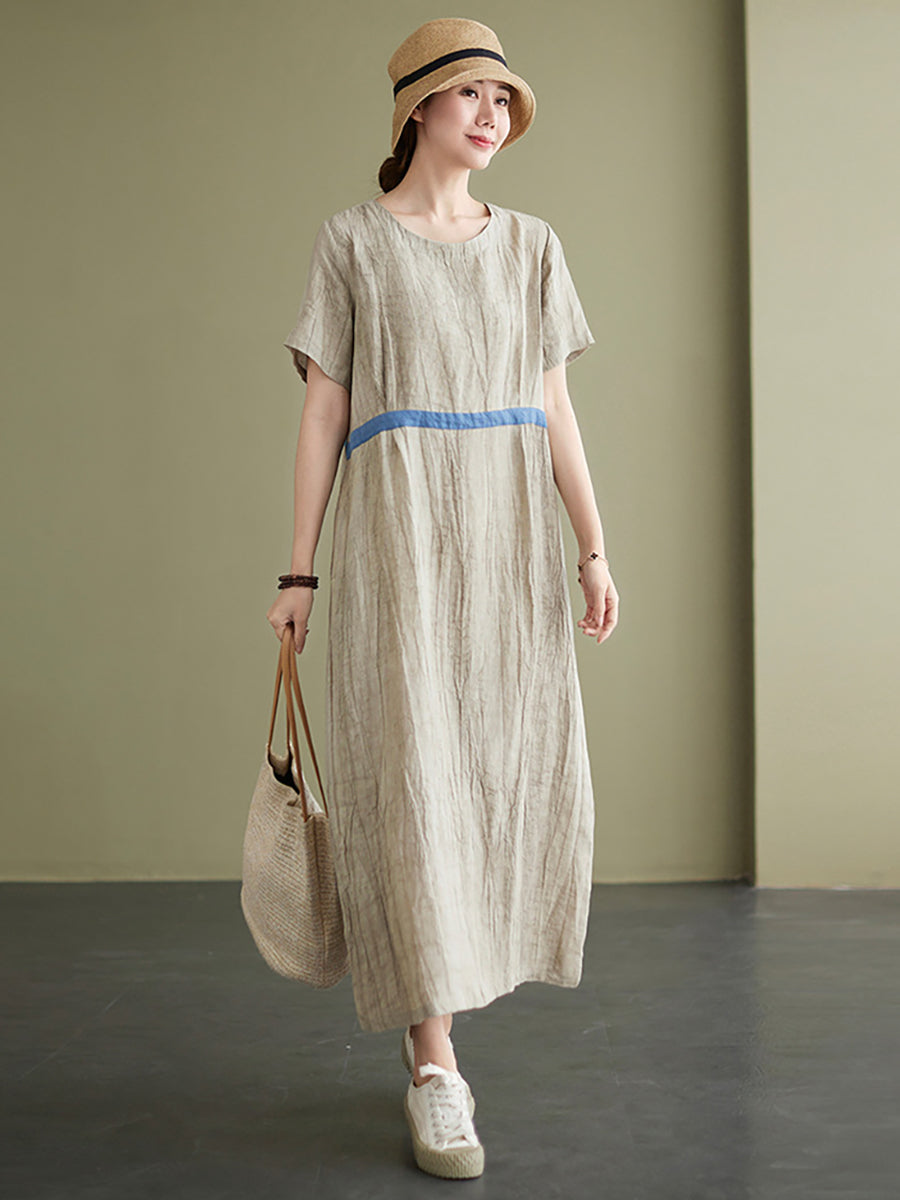 Lockeres Maxikleid aus Leinen im Vintage-Stil für Damen in Übergröße