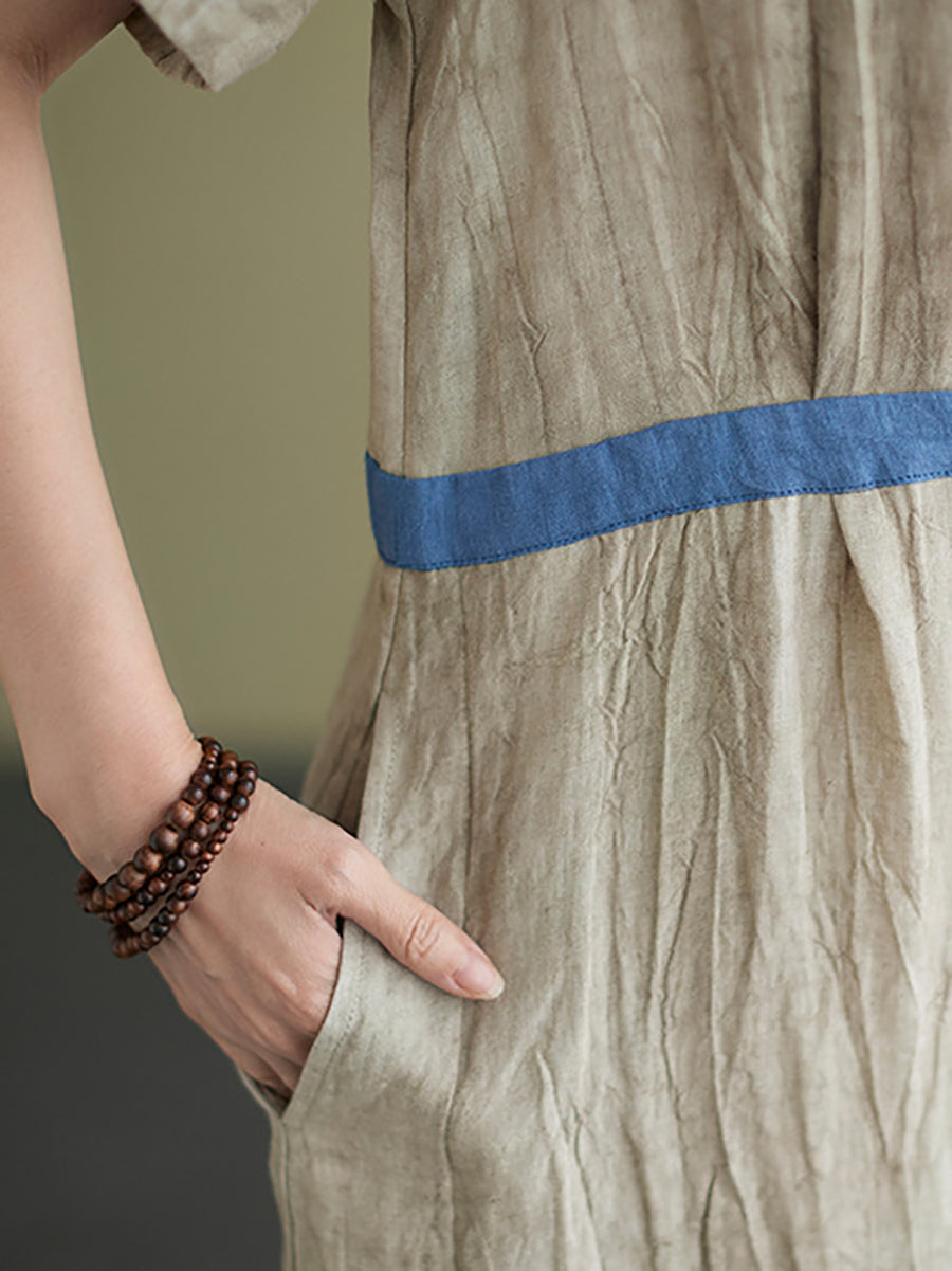 Lockeres Maxikleid aus Leinen im Vintage-Stil für Damen in Übergröße