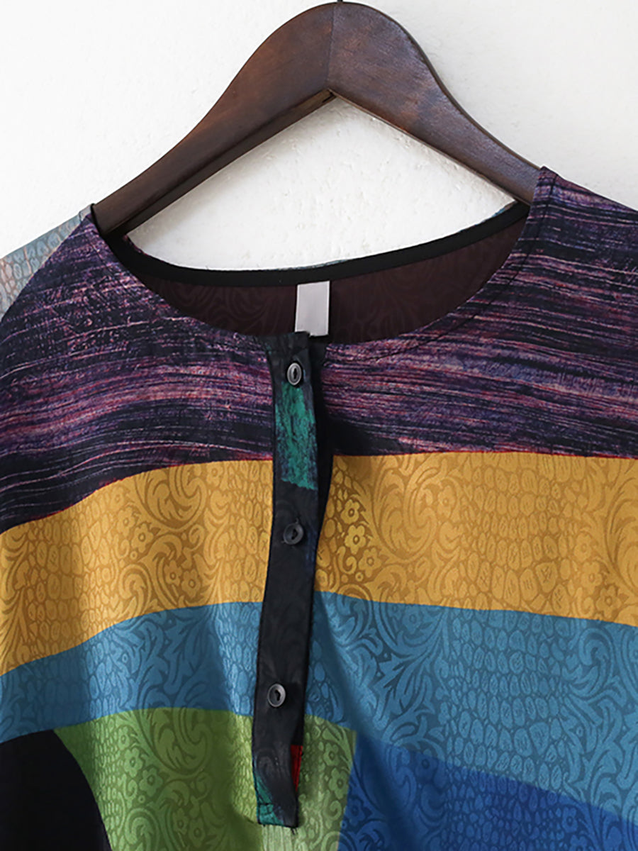 Übergröße Damen Langes Kleid mit Ethno-Print und unregelmäßigem Muster