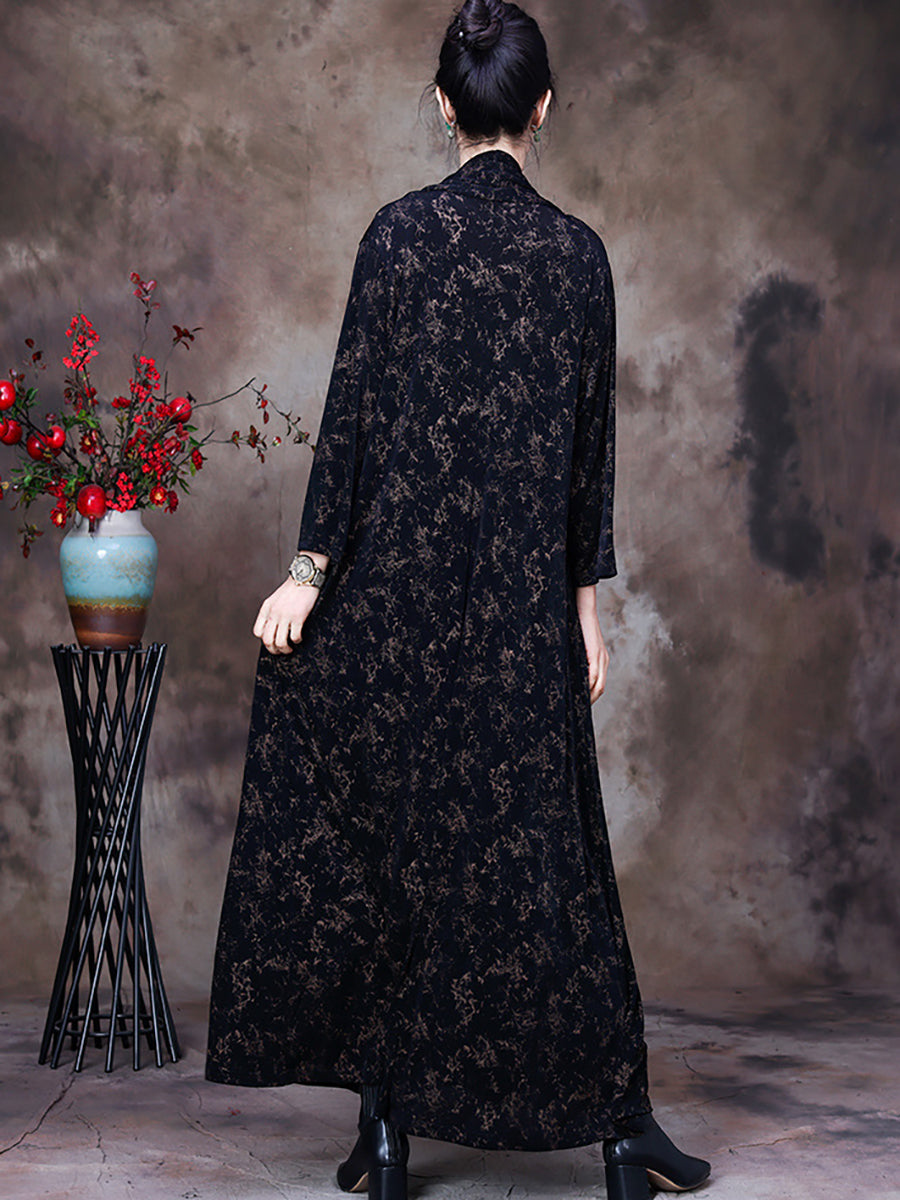 Lockeres Vintage-Kleid mit Blumenmuster und V-Ausschnitt für Damen in Übergröße